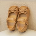 thumbnail image 6 of FAOWME Child Small Leather Shoes Bow Tie Solid Color Flat Shoes Little Girl Shoes Soft Soled Dance Shoes Kids Khaki 12-18, 6 of 8