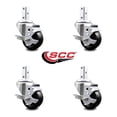 thumbnail image 2 of 3 Inch Hard Rubber Wheel Swivel 3/4 Inch Square Stem Caster Set with Brake SCC, 2 of 2