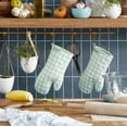 thumbnail image 2 of KitchenAid Gingham Oven Mitt 2-Pack Set, Pistachio, 7"x13", 2 of 5