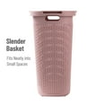 thumbnail image 6 of Mind Reader 60L Slim Laundry Hamper, Clothes Basket, Lid, Wicker Style, Plastic, 17.65"L x 13.75"W x 24.15"H, Set of 2, Pink, 6 of 8