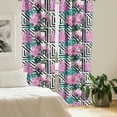 thumbnail image 2 of Ambesonne Nature Curtains, Peonies Geometric Back Art, Pair of 28"x84", Pale Fuchsia and Sea Green, 2 of 5