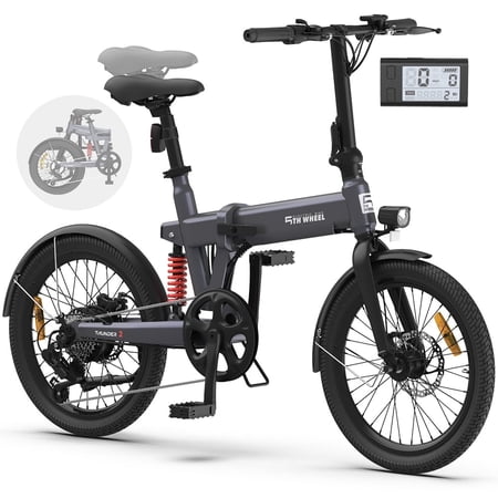 5TH WHEEL 20" Fat Tire Electric Bike, 600W Foldable Adult Ebike with 36V 10.4Ah Removable Battery, Electric Bicycle with 6 Speed, UL2849