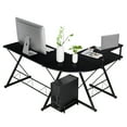 thumbnail image 5 of Topbuy L-Shaped Corner Desk Computer Gaming Table with Monitor Stand &Host Tray Black, 5 of 5