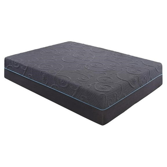 Pemberly Row 14" Fabric Queen Gel Memory Hybrid Mattress in Gray