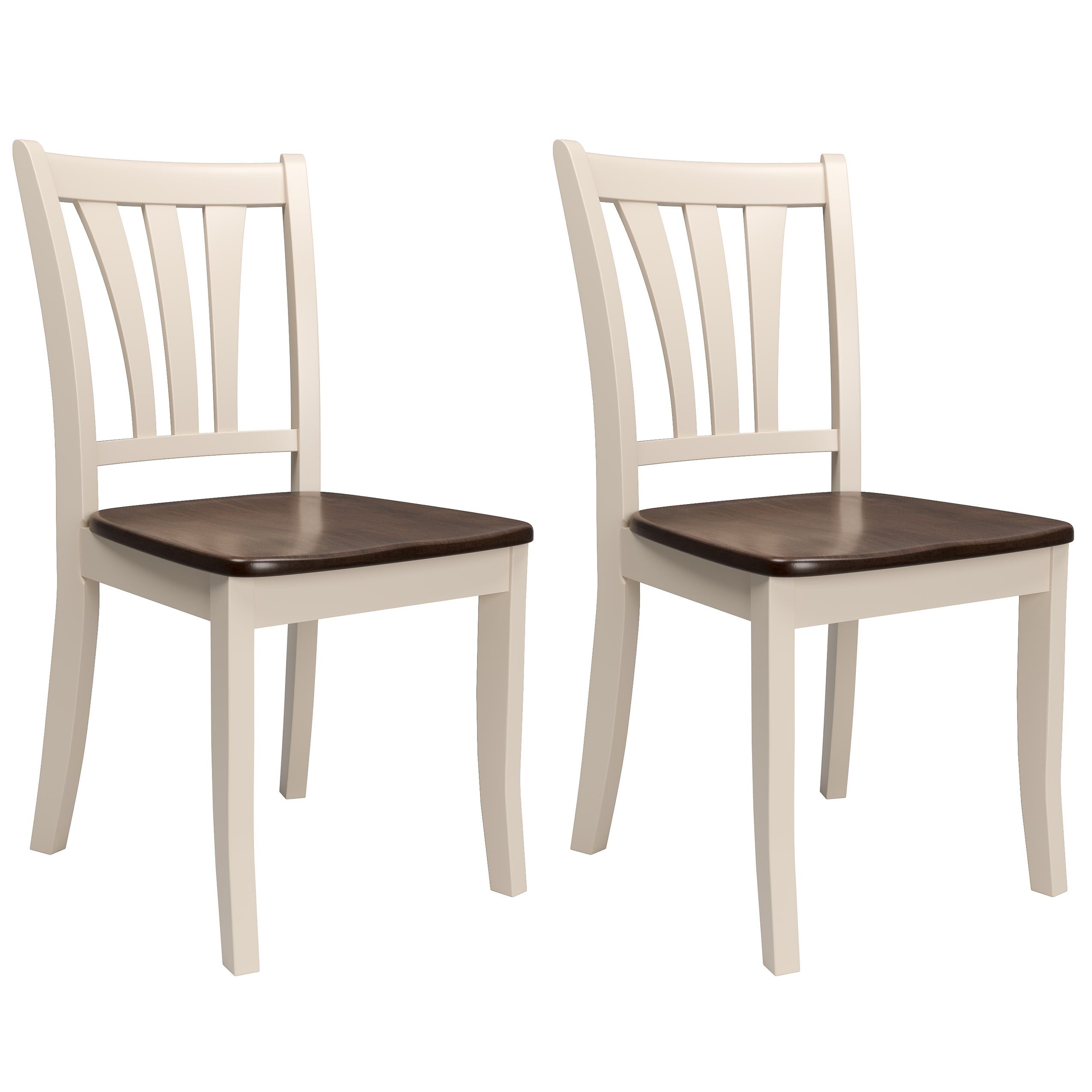 CorLiving Dillon Dark Brown and Cream Solid Wood Dining Chairs with