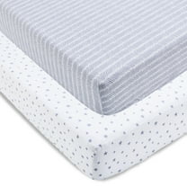 Parent's Choice 2-Pack Cotton Fitted Crib Sheets for Baby Boys and Girls, Grey Chevron Print