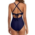 thumbnail image 5 of BERANMEY Sexy Tummy Control One Piece Swimsuit for Women Deep V Neck Cutout Swimsuits with Crisscross Back Straps Slimming High Waisted Bathing Suit Size S-2XL, 5 of 5