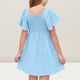 thumbnail image 5 of Girls' Summer Dress Kids 2025 Summer Dress Short Sleeve Square Neck Casual A-Line Dress for Kids in Soft Comfortable and Stylish ,Sie:120, 5 of 6
