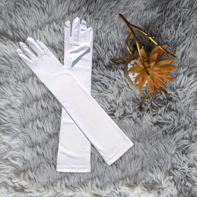 Anuirheih Long Elbow Satin Gloves, 18'' Women's Wedding Party