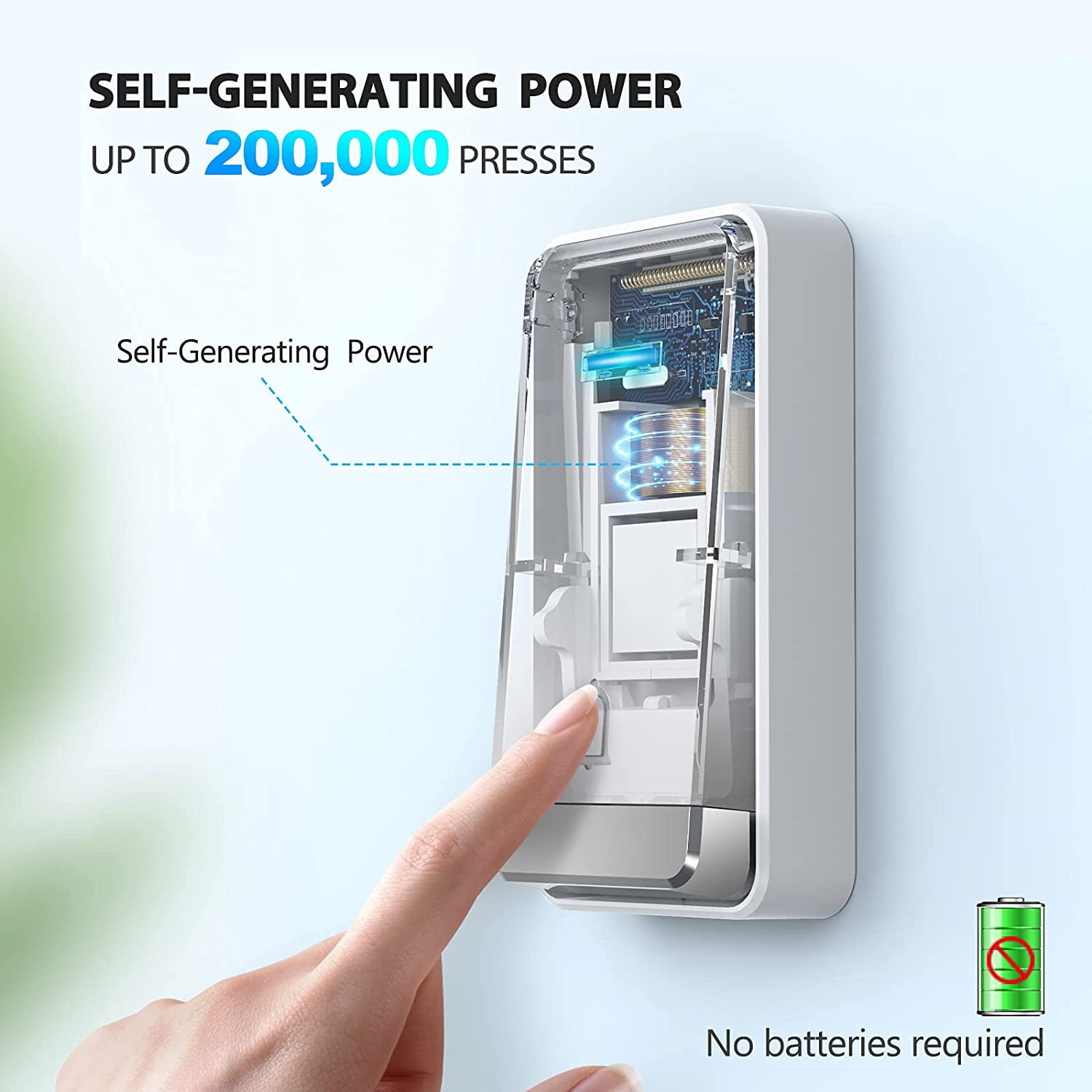 Wireless Doorbell, Plug-through Door Bell, IP66 Waterproof Doorbells, 1300ft Cordless Rang Door Bell Rin r Wireless, 60 tones & 5 Level Volume, 0-110 dB Doorbell Chime for Home/Classroom