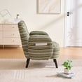 thumbnail image 3 of S-HOME Modern Style Armchair in Boucle Fabric with Side Storage Pocket and Solid Wood Legs for Living Room Office Reading Chair, Olive Green, 3 of 17