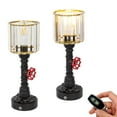 thumbnail image 1 of FSLiving Rechargeable Battery Operated LED Steampunk Table Lamp with Remote RV Dimmable Industrial Water Pipe Light Retro Gold Portable Crystal Iron Book Light Nightstand Bar Cafe - Set of 2, 1 of 6