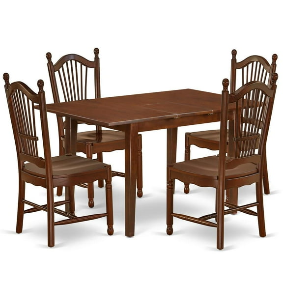 East West Furniture Dining Room Set Mahogany, PSDO5-MAH-W