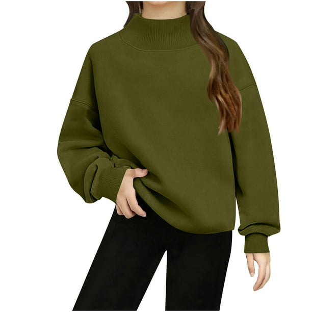 Cowsor Cute Hoodie for Teen Girls Trendy Solid Color Preppy Hooded Sweatshirts Kids Pullover Long Sleeve School Outfits