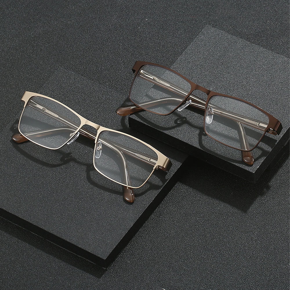 3 Pairs of Mens Blue Light Blocking Classic Reading Glasses 3.0 Rectangle Metal Rimmed Spring Hinges Readers +3.0
