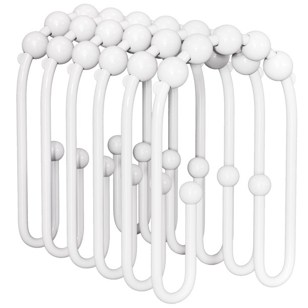 Juego de 12 ganchos para cortinas de ducha AmazerBath de metal blanco a prueba de óxido
