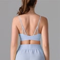 thumbnail image 2 of Arlun Womens Soft Strappy Sports Bras Thin Padded Spaghetti Straps Gym Workout Sleeveless Crop Tank Tops Solid Color Stylish Backless Bralettes for Running and Fitness Sky Blue S, 2 of 3