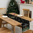 thumbnail image 4 of Black Christmas Tree Dresser Scarf Farmhouse, Dining Table Decorations for Wedding/Parties, Snowflake Tree Xmas Table Runner 48 Inches Long for Kitchen Dining, 13 x 48 In, 4 of 9