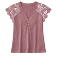 thumbnail image 7 of Only Moment Short Sleeve Blouse Polyester,Spandex,cotton V Neck Women's Short Sleeve Tops Dressy Casual Summer Outfits 2026 Brick Red,S, 7 of 7