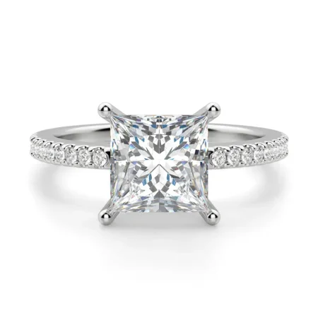 IGI Certified 2 carat Princess Shape Lab Grown Diamond Engagement ring | 14K White Gold | Solitaire Lab Diamond Ring | G - VS2