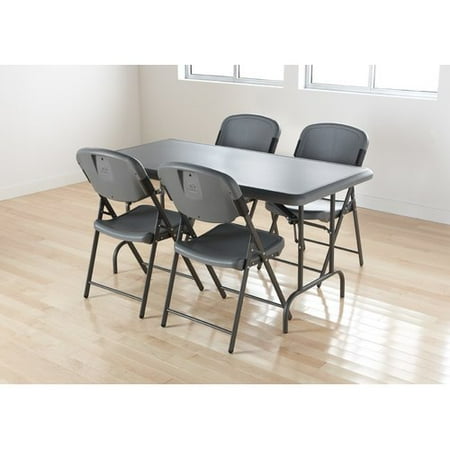 Iceberg Enterprises Folding Chair in Charcoal (Pack of 4)