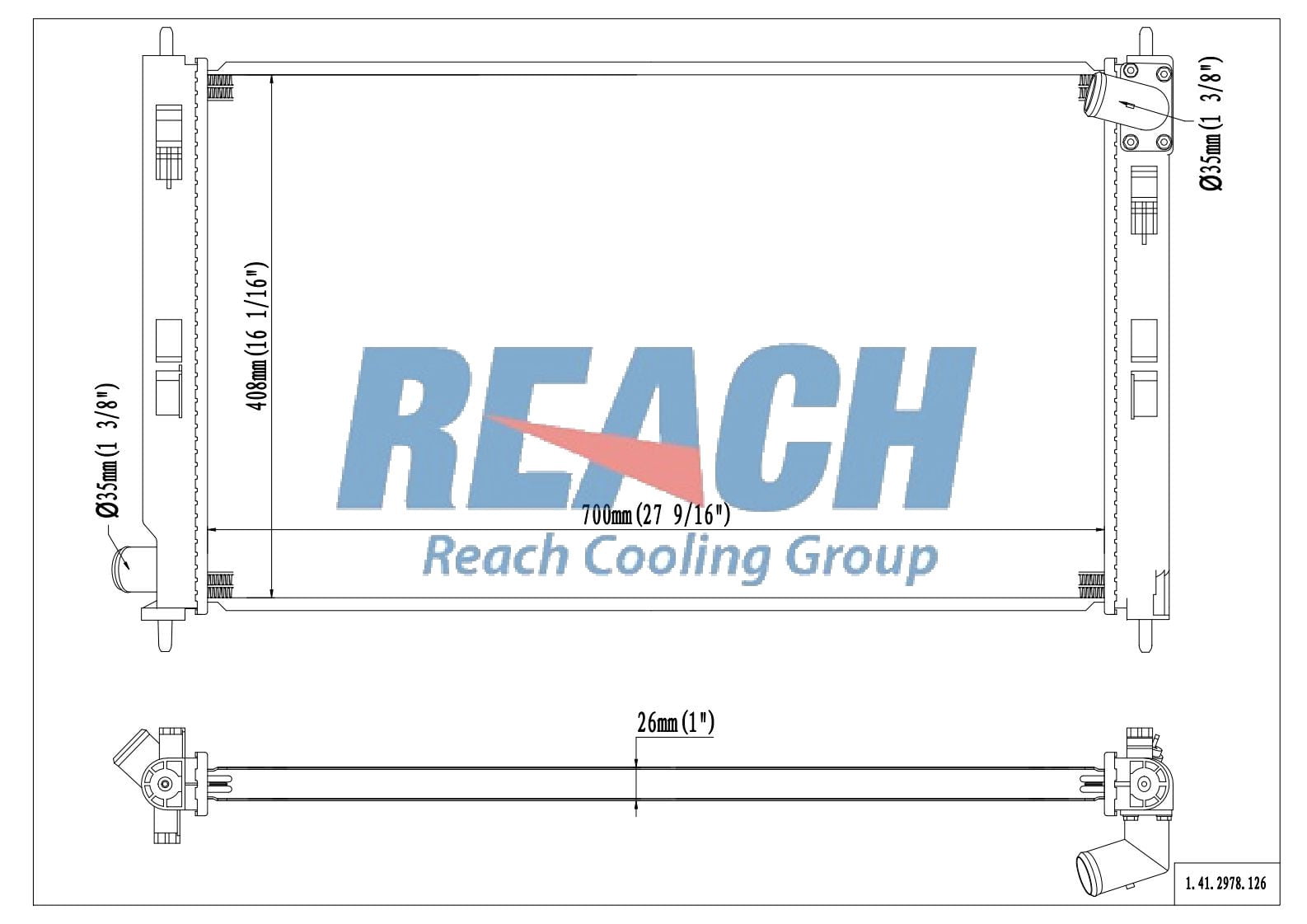 REACH Radiator 41-2978 for 15-08 Mitsubishi Lancer; 09-07 Mitsubishi Outlander
