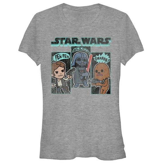 Junior's Star Wars Cartoon Sounds  Graphic Tee Athletic Heather Large