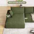 thumbnail image 3 of Wiilayok 113" L-Shape Cloud Sectional Couch with Oversized Chaise,Corduroy Fabric Modern Modular Sofa with Cup Holder, Comfy Boneless Upholstered Couches for Living Room Bedroom,Olive Green, 3 of 7