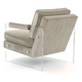 thumbnail image 4 of Fabric Accent Chair with Padded Top Arms and Acrylic Base, Gray and Clear- Saltoro Sherpi, 4 of 5