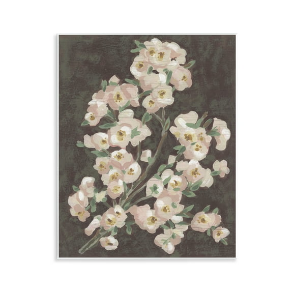 Stupell Industries Branch on Burgundy Floral Painting Unframed Art Print Wall Art, 11 x 14
