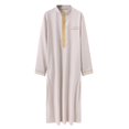 thumbnail image 5 of Thobes Men Long Sleeve Button Down Thobe Men Casual Henley Shirts Embroidered Thobe Eid Outfit Prayer Clothes, 5 of 9