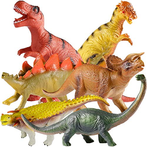 GiftInTheBox Big Dinosaur Toys, Jumbo Dinosaur Set, 6 Packs Large Dinosaur Toy Figure for