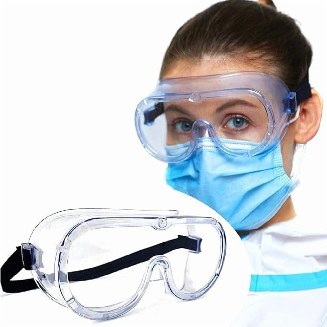 10 PACK Safety Goggles with Clear Anti-Fog Lens, Soft PVC Frame, Individual Headband Adjustment, 180 Degree Field of View