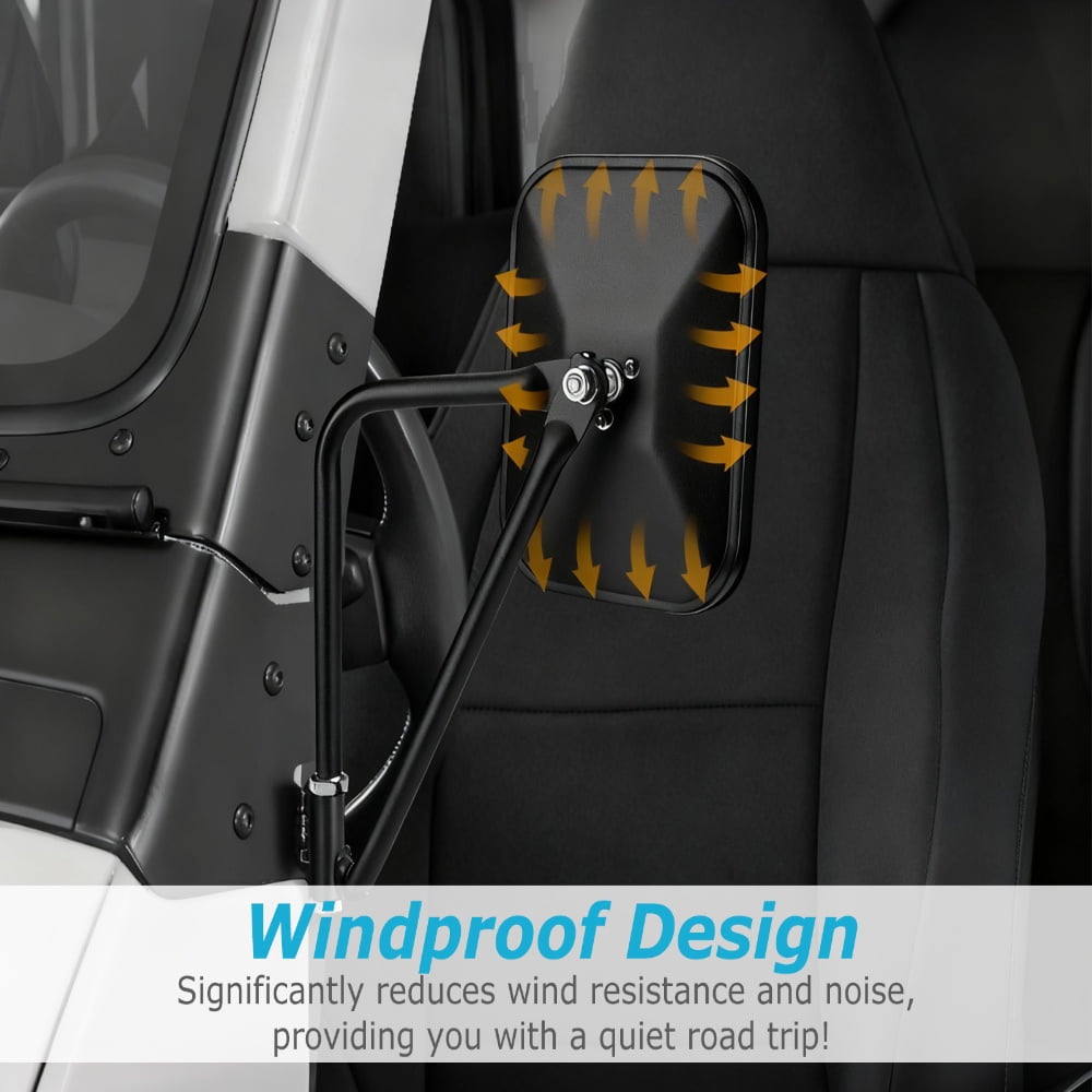 Mirrors Doors Off, Compatible with Jeep Wrangler CJ TJ JK JL JT, Anti-shake Wide Vision, 2 Pack