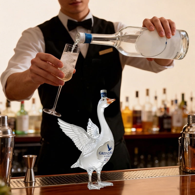 11.8oz Grey Goose Goose-Shaped Glass Decanter, Elegant Liquor Bottle with Cap for , & , Unique Home Bar Gift