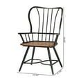 thumbnail image 3 of Baxton Studio Longford "Dark-Walnut" Wood and Black Metal Dining Arm Chair (Set of 2), 3 of 19