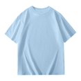 thumbnail image 6 of Girls Shirts Size 9-10 Short Sleeve Casual Round Neck Fashion Cute Print T-Shirt Soft and Comfortable Oversized Pullovers(Solid, A01-Light Blue, 9-10 Years), 6 of 6