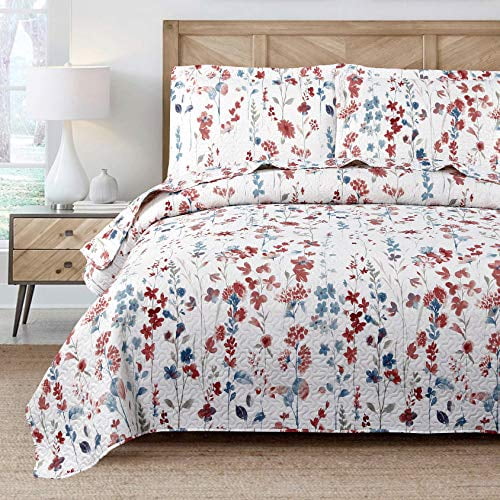 Lilac Quilt Bedspread King Size Coverlet Set Red White Flower Lightweight Summer Quilts Fl Daybed Cover Botanical Bedding Garden Home Decor Com Lilac Quilt Bedspread King Size, Lightweight Summer Quilts King Size