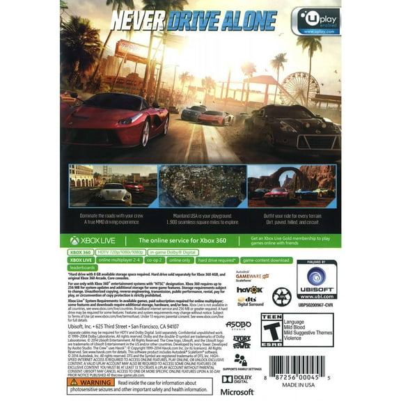 The Crew, Ubisoft, XBOX 360, 887256000455