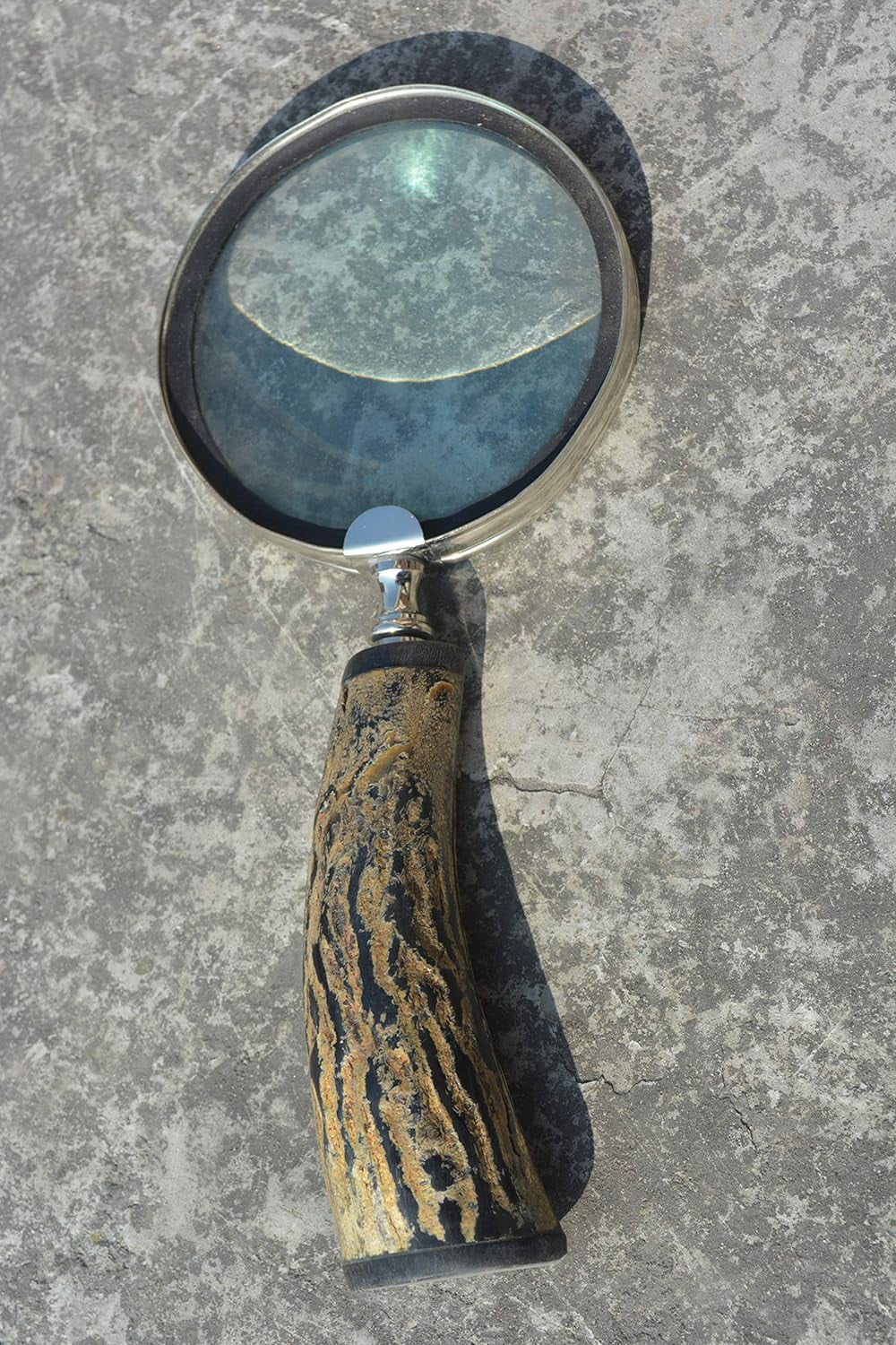 Nautical India Brass Horn Magnifying Glass for Reading, Handcrafted Bone Handle Magnifier