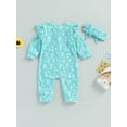 thumbnail image 3 of Infant Baby Girls Jumpsuits Set Floral Print Button Long Sleeves Romper and Headband, 3 of 7
