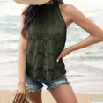 thumbnail image 7 of UPPADA Womens Halter Tank Tops Cute Eyelet Blosues Casual Summer Lace Tank Tops Solid Color Sleeveless Tunic Tops with Ruffle Hem Design Flowy Going Out Tops,L Army Green Tank Tops, 7 of 7