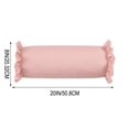 thumbnail image 2 of Cylindrical Bolster Pillow, Short Striped Neck Roll Pillow, Soft Ruffled Edge Support Cushion, Decorative Pad for Bed, Sofa, Sleeping, Relaxing & Home Decor Use, 20*8in, Pink, 2 of 5