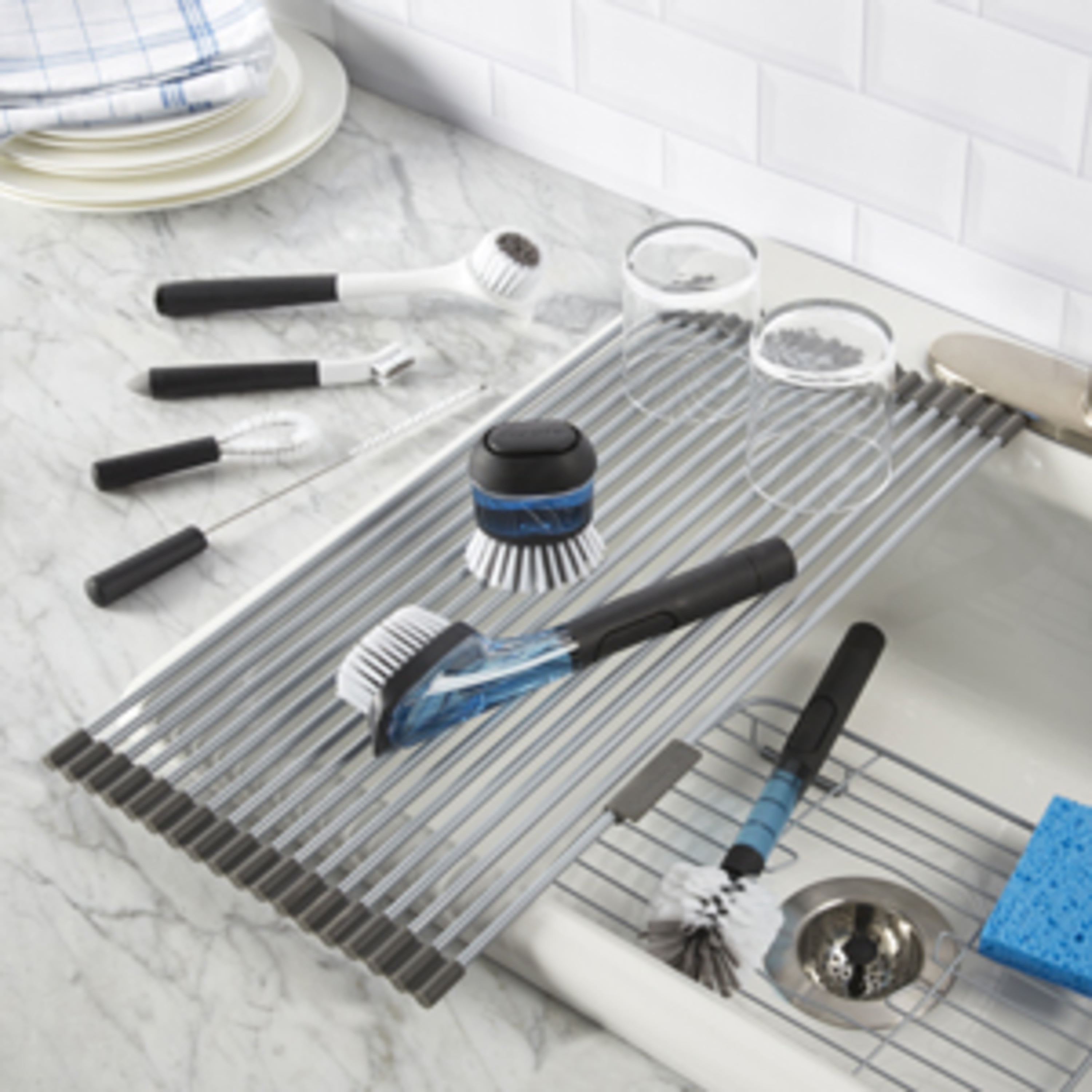 Kitchenaid Soap Dispensing Sink Brush in Black, Dishwasher Safe