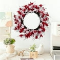 thumbnail image 5 of 19in Wreath Artificial Pink Forsythia Wreath Spring Summer Fake Foam Flower Handmade with Pink Red Forsythia for Gifts Festival Front Door Window Wall Farmhouse Decor, 5 of 7