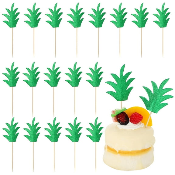 OFFIGAM Pineapple Cake Toppers Paper Picks for Birthday Cake Decoration, Green Color, 30 Pieces Party Supplies