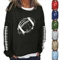 thumbnail image 3 of Lovskoo 2024 Womens Vintage Football Printed Basic Oversized Crewneck Long Tunic Sweatshirts Pullover Tops Large Casual Long Sleeved Pullover Tops Green, 3 of 3