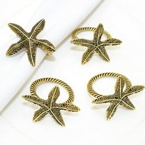 HEMOTON 6PCS Antique Style Napkin Rings Sea Star Napkin Rings Dinner Table Decor Coastal Beach Themed Decor Alloy Napkin Holders for Dining