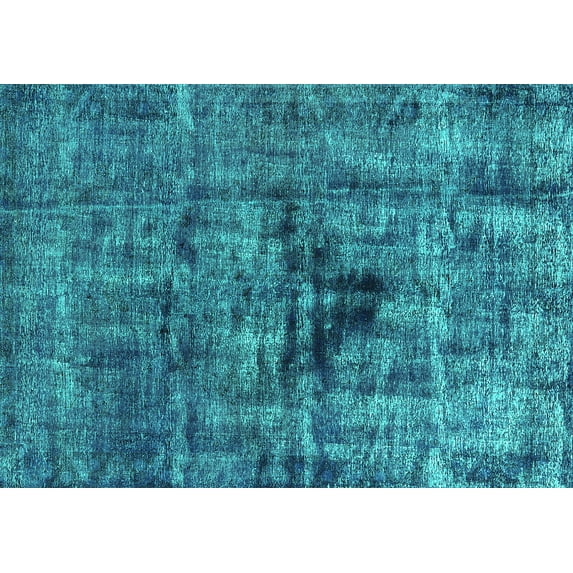 Ahgly Company Machine Washable Indoor Rectangle Oriental Turquoise Blue Industrial Area Rugs, 8' x 12'