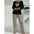 thumbnail image 4 of Women Cozy Leopard Print Pajama Set - Top with Heart Accent, Soft Pajama Pants, 4 of 8